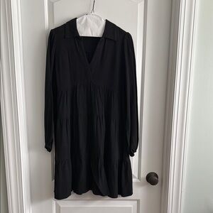 Umgee Black Long Sleeve Babydoll Dress